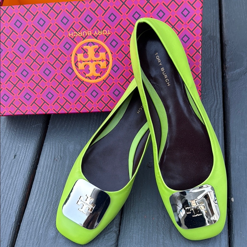 Tory Burch Green Ballet Flats